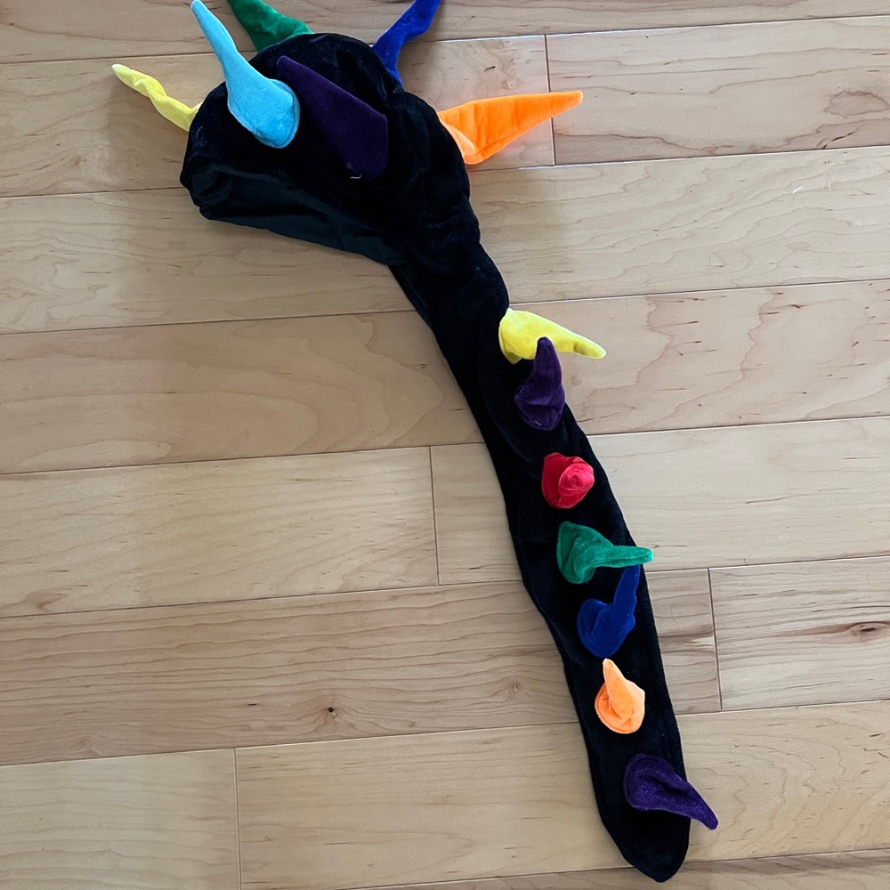 Black Dinosaur Tail with Colorful Spikes
